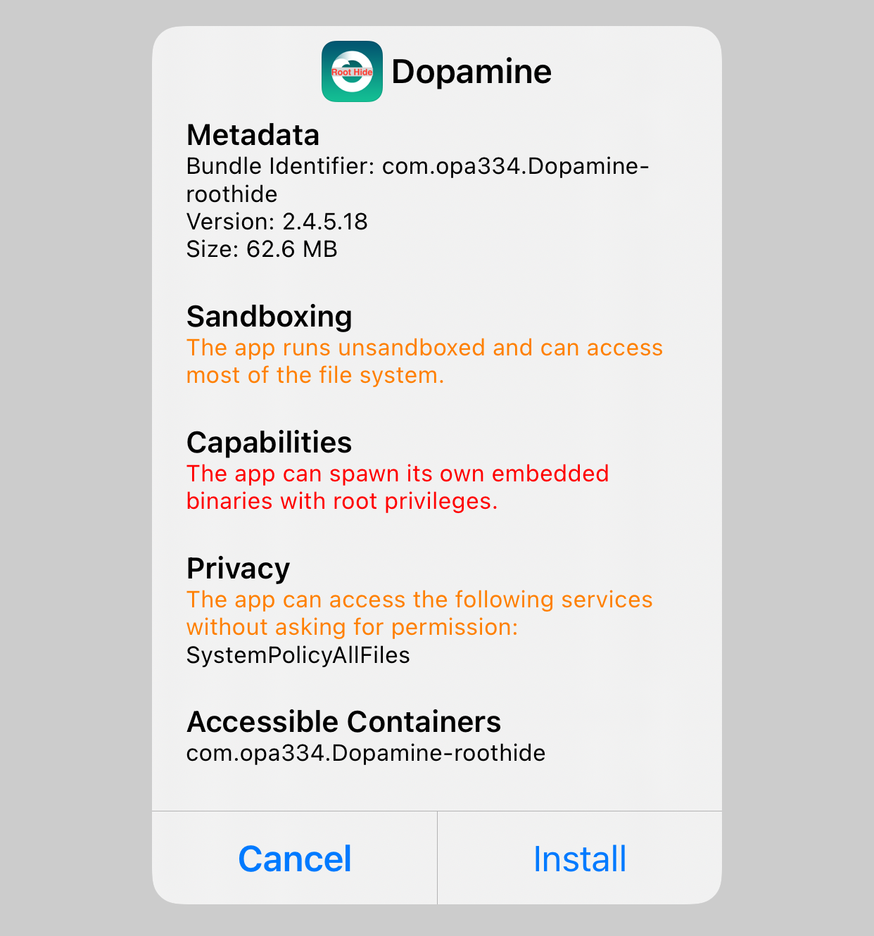Cài đặt Dopamine-iFakePro