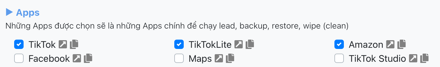 Chọn Apps