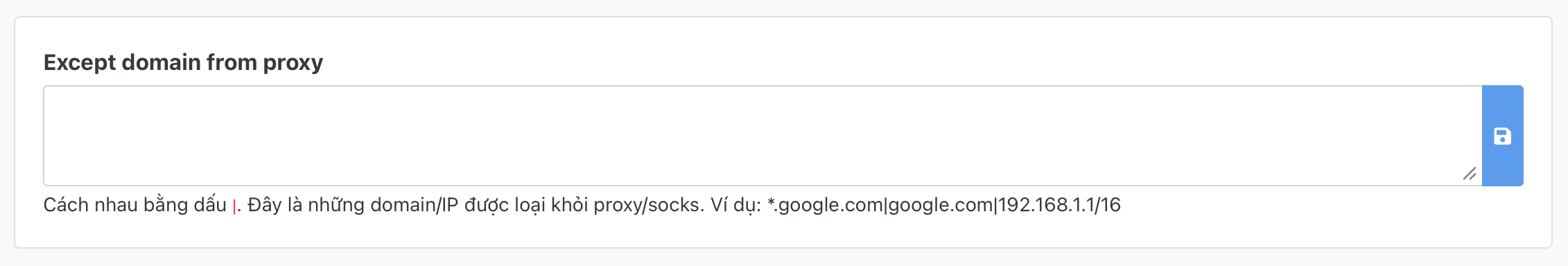 Except domain from proxy